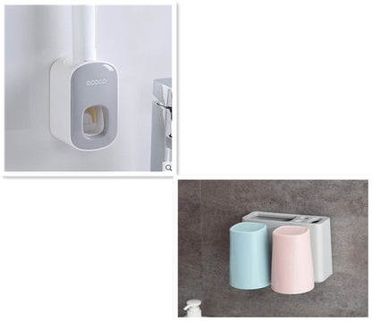 Wall Mounted Automatic Toothpaste Holder Bathroom Accessories Set Dispenser